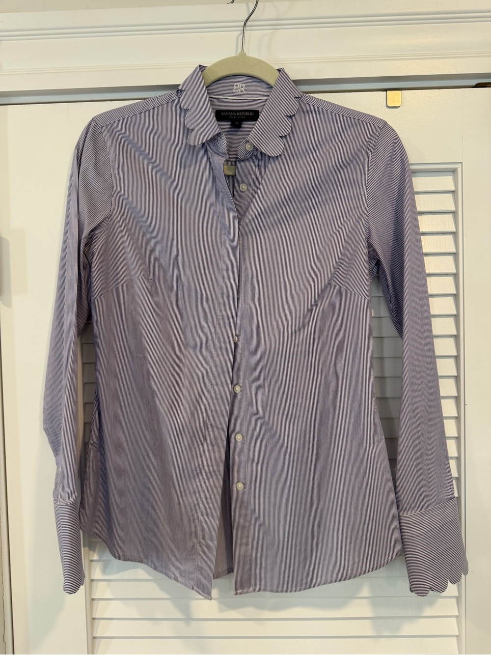 Banana Republic blue Pinstripe Scallop Collar Button-Down